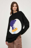 MAX&amp;Co. pulover de bumbac x CHUFY culoarea negru, călduros 2418360000000