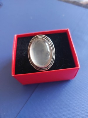 Inel vintage argint cu quartz roz foto