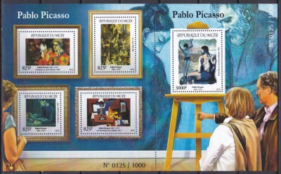 DB1 Pictura 2015 Picasso Niger MS + SS MNH tiraj 1000 foto