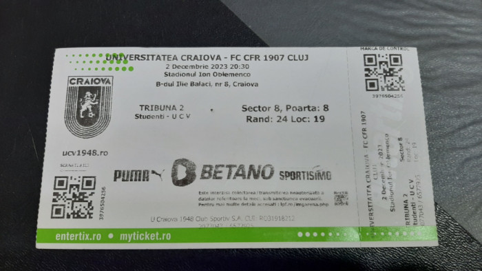 Bilet U Craiova - CFR Cluj