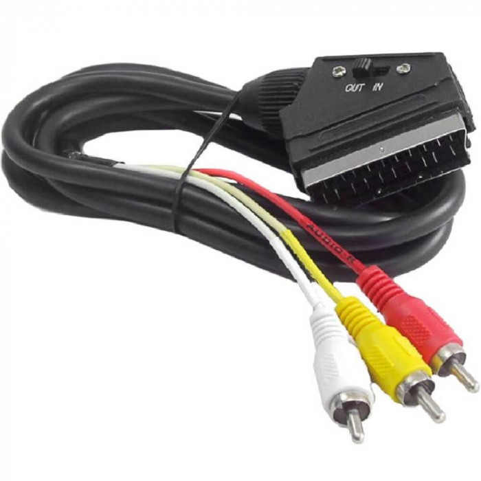 Cablu SCART 3xRCA Comutator IN-OUT, Lungime 1.5 m - Cablu Scart Bidirectional TV