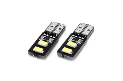 Bec de pozitie tip LED Canbus, T10 W2.1x9.5 W5W, 12V 2W, 4 SMD 5730 , culoare alb , AMIO, set 2 buc foto