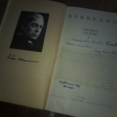 Fanny Rebreanu (dedicatie/ semnatura) Liviu Rebreanu-Opere alese, doua volume