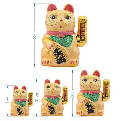 Pisica norocoasa ceramica Maneki Neko aurie 17 cm foto