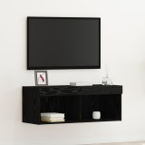 vidaXL Dulap TV de perete cu LED, stejar negru, 80x30x30 cm