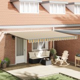 vidaXL Marchiză retractabilă automată cu LED verde și galben 450x300 cm