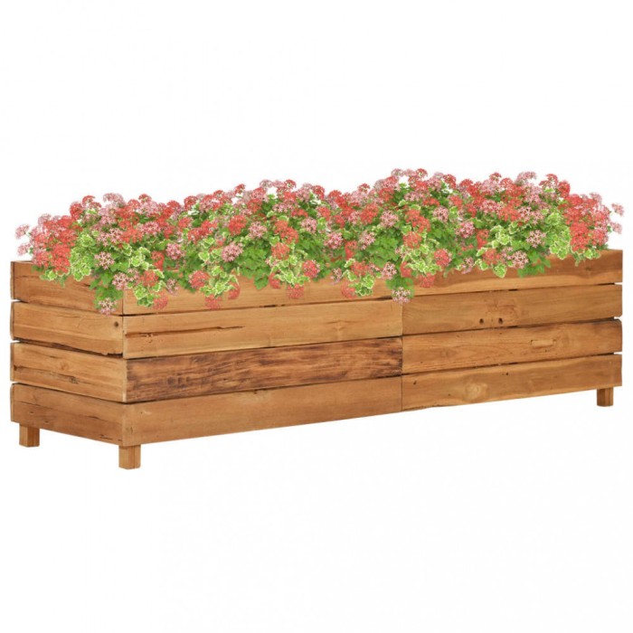 vidaXL Strat &icirc;nălțat, 150x40x38 cm, lemn de tec reciclat și oțel