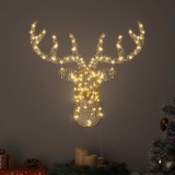 Sanie cu Reni vidaXL, 60cm, 140 LED Alb Cald, Decoratiune Craciun, PET, Interior/Exterior, Alimentare USB