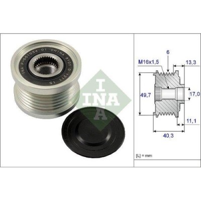 Fulie alternator Nissan Qashqai / Qashqai +2 I (J10 Nj10 Jj10e) 11.06-04.14, Qashqai / Qashqai +2 I Van (J10 Jj10e) 12.06-04.14, Tiida Liftback (C11) foto