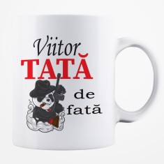Cana alba personalizata " Viitor tata de fata ", INOVATIX&reg;. 330ml