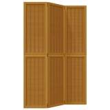 Paravan de camera cu 3 panouri, maro, lemn masiv paulownia