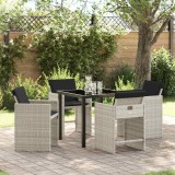 VidaXL Set de dining pentru grădină cu 5 piese și perne Gri deschis Poliratan