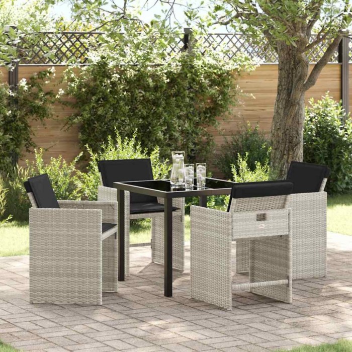 vidaXL Set de masă pentru grădină 5 pcs Gri deschis Rattan poli