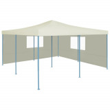 Pavilion pliabil cu 2 pereti laterali, crem, 5 x 5 m GartenMobel Dekor, vidaXL