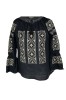 Bluza tip ie dama Rody S Forever, bumbac, maneca 3/4, negru/bej, 5XL, costum popular traditional