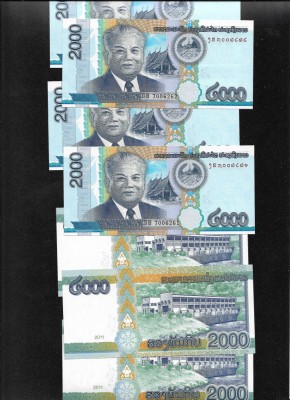 Laos 2000 2.000 kip 2011 unc pret pe bucata foto
