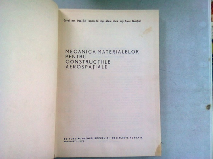 MECANICA MATERIALELOR PENTRU CONSTRUCTIILE AEROSPATIALE - ST. ISPAS