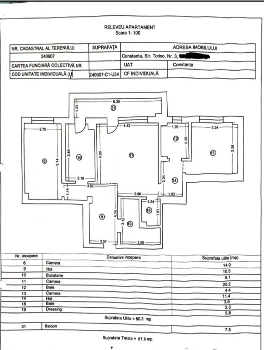 Apartament spațios 3 camere Tomis Plus