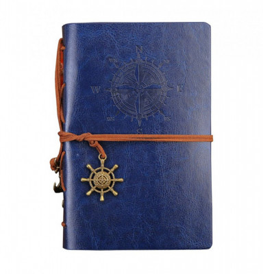 Agenda cu coperta din piele ecologica, BUSOLA, 23X16 CM, Albastru foto
