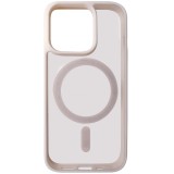 Husa tip capac spate, magnet, colturi intarite, TPU roz deschis cu plastic transparent, pentru Apple iPhone 15 Pro