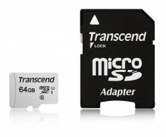 Card Transcend USD300S 64GB MicroSDXC Clasa 10 UHS-I + Adaptor SD foto