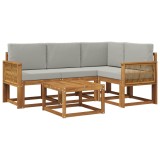 vidaXL Set de canapele de exterior 5 pcs Natural și gri deschis 3385197
