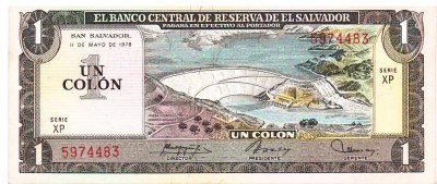 El Salvador 1 Colon 11.05.1978 P-125a Seria 5974483 foto