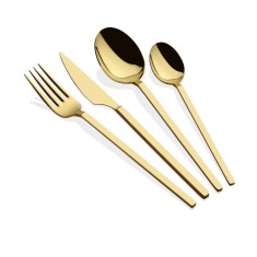 Set tacamuri 24 bucati Carre Auriu 21.5x21.5x22.2 cm