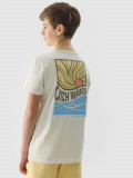 Tricou regular cu imprimeu pentru băieți - alb-gălbui