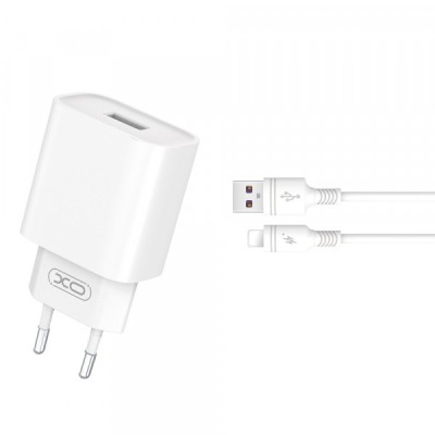 Incarcator Retea Cu Cablu Lightning XO Design CE02D, 18W, 3A, 1 x USB-A, Alb foto