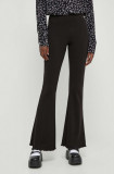 Tommy Jeans pantaloni femei, culoarea negru, evazați, high waist DW0DW17311