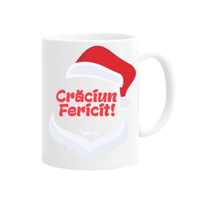 Cana alba personalizata &quot;Craciun Fericit&quot;, INOVATIX&reg;️. 330ml