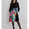 ROCHIE MIDI CU BUZUNARE SI MANACA LUNGA INSERTIE PRINT SPLENDIDO TALIE UNICA Multicolora