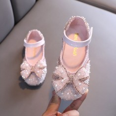 Pantofi roz pudra cu perlute si strasuri (Marime Disponibila: Marimea 22) foto