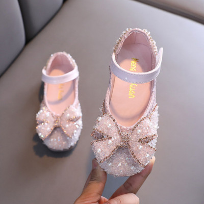 Pantofi roz pudra cu perlute si strasuri (Marime Disponibila: Marimea 21) foto