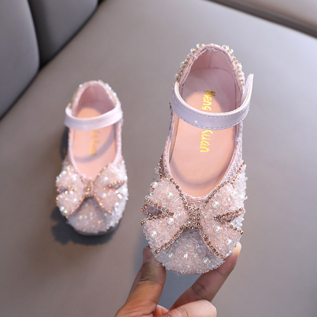Pantofi roz pudra cu perlute si strasuri (Marime Disponibila: Marimea 21)