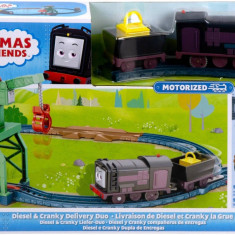 Set de joaca, Locomotiva motorizata cu vagon pe sine, Thomas and Friends, Diesel, HHW05