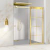 Paravan dus cu usa glisanta Glissando Gold, model Mode auriu, sticla clara securizata, pentru nisa cu latime intre 122-140x205 cm, Leroy Glass