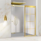 Paravan dus cu usa glisanta Glissando Gold, model Mode auriu, sticla clara securizata, pentru nisa cu latime intre 122-140x205 cm