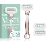 Gillette Venus Deluxe Smooth Sensitive Aparat de ras + rezervă lame RoseGold 3 buc