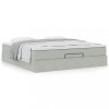 Cadru Pat Otoman Gossi 180x200 Catifea Gri Deschis + Saltea Arcuri, Topper Inclus