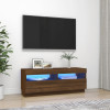 Comodă TV cu lumini LED, stejar maro, 100x35x40 cm, vidaXL