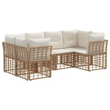 vidaXL Set de canapele de exterior cu pernă 6 pcs natural Poliester 3437546