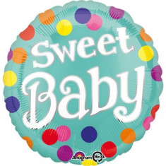 Balon botez folie metalizata 43cm Sweet Baby Dots foto