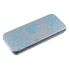 Set Geometrie, 10 Piese, Husă Metalică, Multicolor