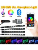 Kit 4 Lumini Ambientale RGB cu Aplicatie Telefon Bluetooth, 12V, 9 LED, 17 cm LAL-9
