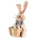 Cumpara ieftin Figurina Iepuras cu cosulet din textil crem 19x15x30 cm