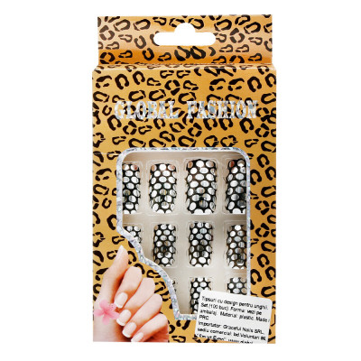 Set 12 unghii false cu adeziv inclus, animal print foto