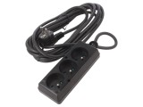 Prelungitor electric 3 prize PVC negru 5m 16A