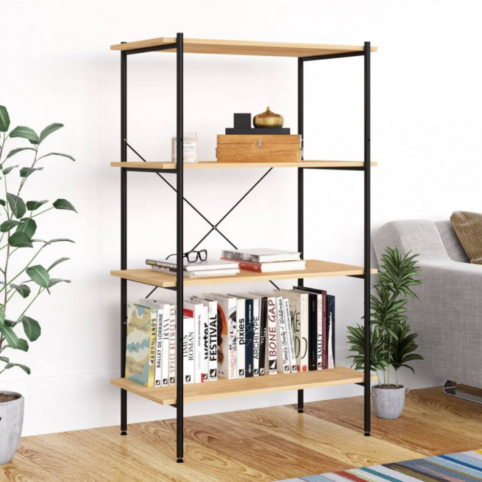 vidaXL Unitate de rafturi pe 4 niveluri, negru și stejar, 80x40x130 cm 336344